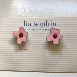 Lia Sophia pink flowered post earrings